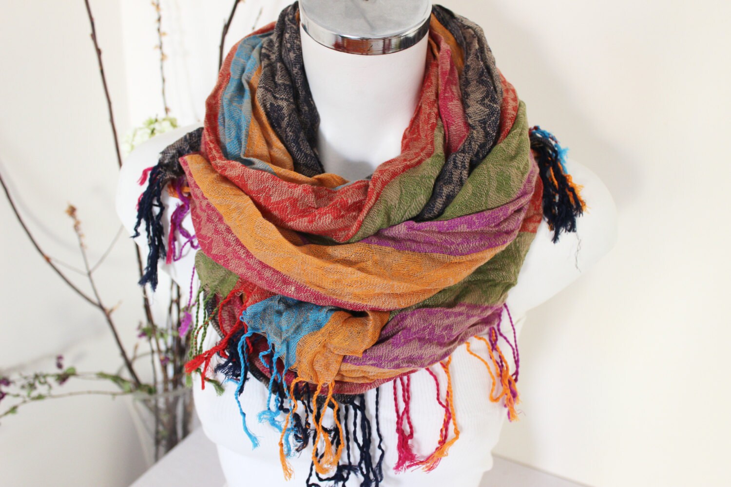 Color Men scarves Turkish linen scarf Ethnic Men scarves