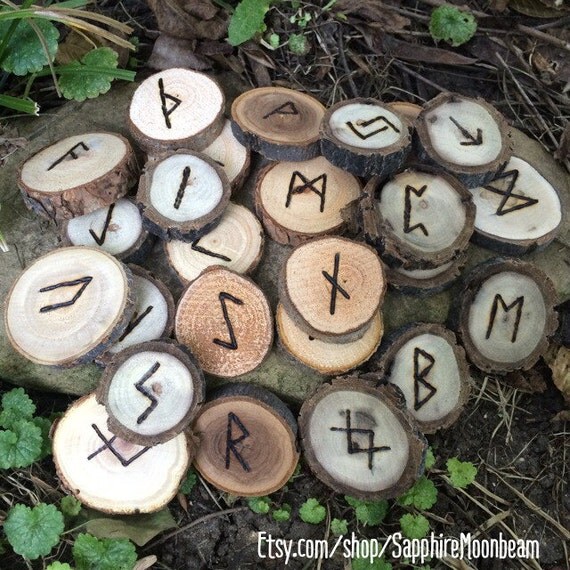 Elder Futhark Runes Norse rustic wooden tree by SapphireMoonbeam
