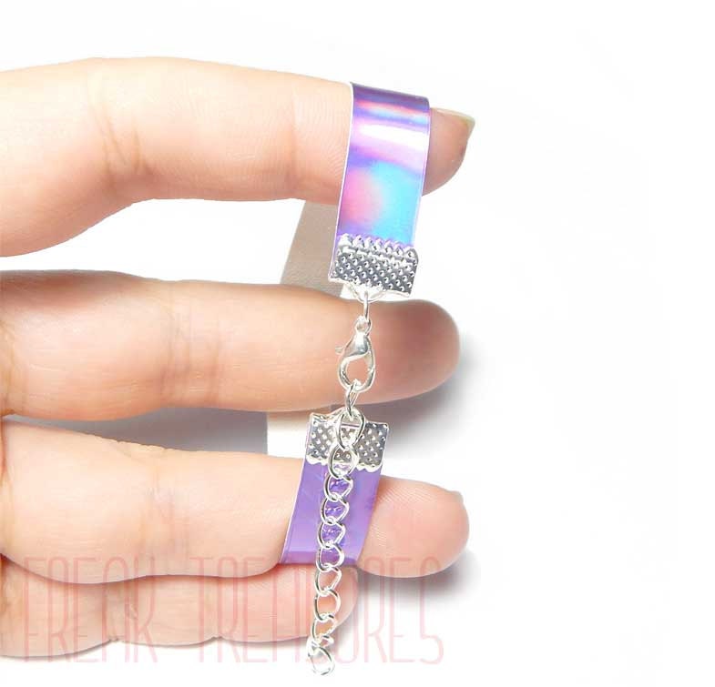 Rainbow holographic bracelet Kawaii soft grunge pastel goth