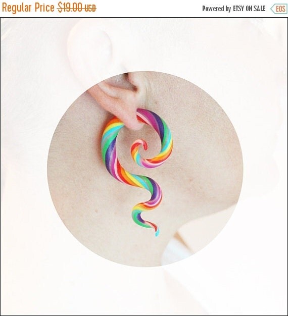 Rainbow fake gauges candy earrings rainbow earrings by SweetlyART