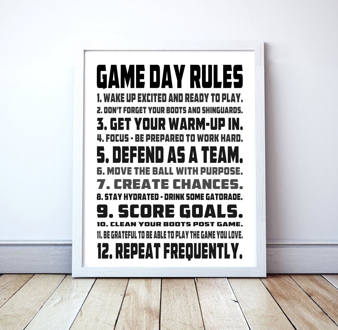 Game Day Rules Custom Soccer Typography Print