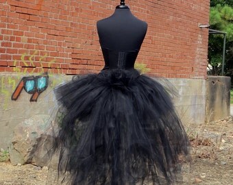 Burlesque skirt for Halloween Costume, Steam punk, high low skirt, goth costume, witch costume, sexy witch, wicked witch, cosplay,