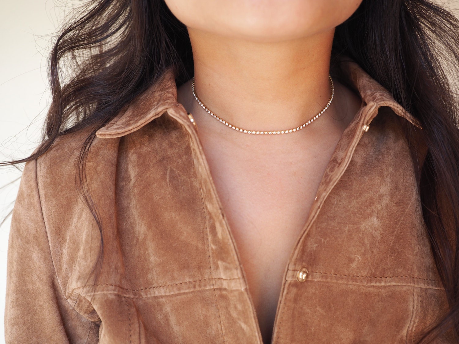 GOLD Tiny Crystal Swarovski Diamonds Choker Necklace