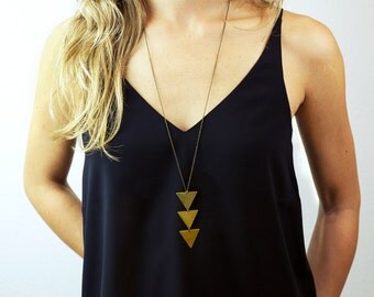 Long Geometric Necklace, Triangles, Chevrons // NEFERTITI NECKLACE // Triangle Necklace // Bohemian Fringe
