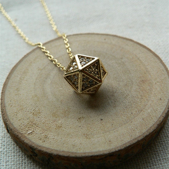 3D Tiny Hexagon charm pendant necklace valentines day