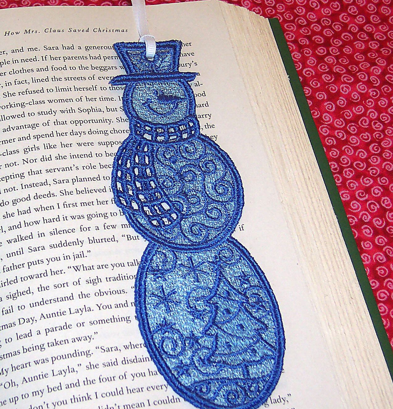 Snowman bookmark free standing lace snowman by terimadeit on etsy