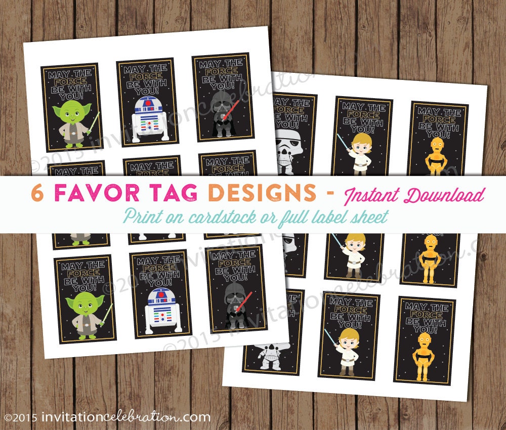 Star Wars Favor Tags PRINTABLE Sticker May The Force Be