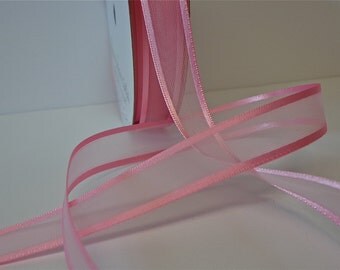Sheer, Wired Pink Ribbon, 20 Yard Roll