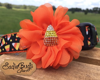 Candy Corn flower collar attachment - Halloween dog collar