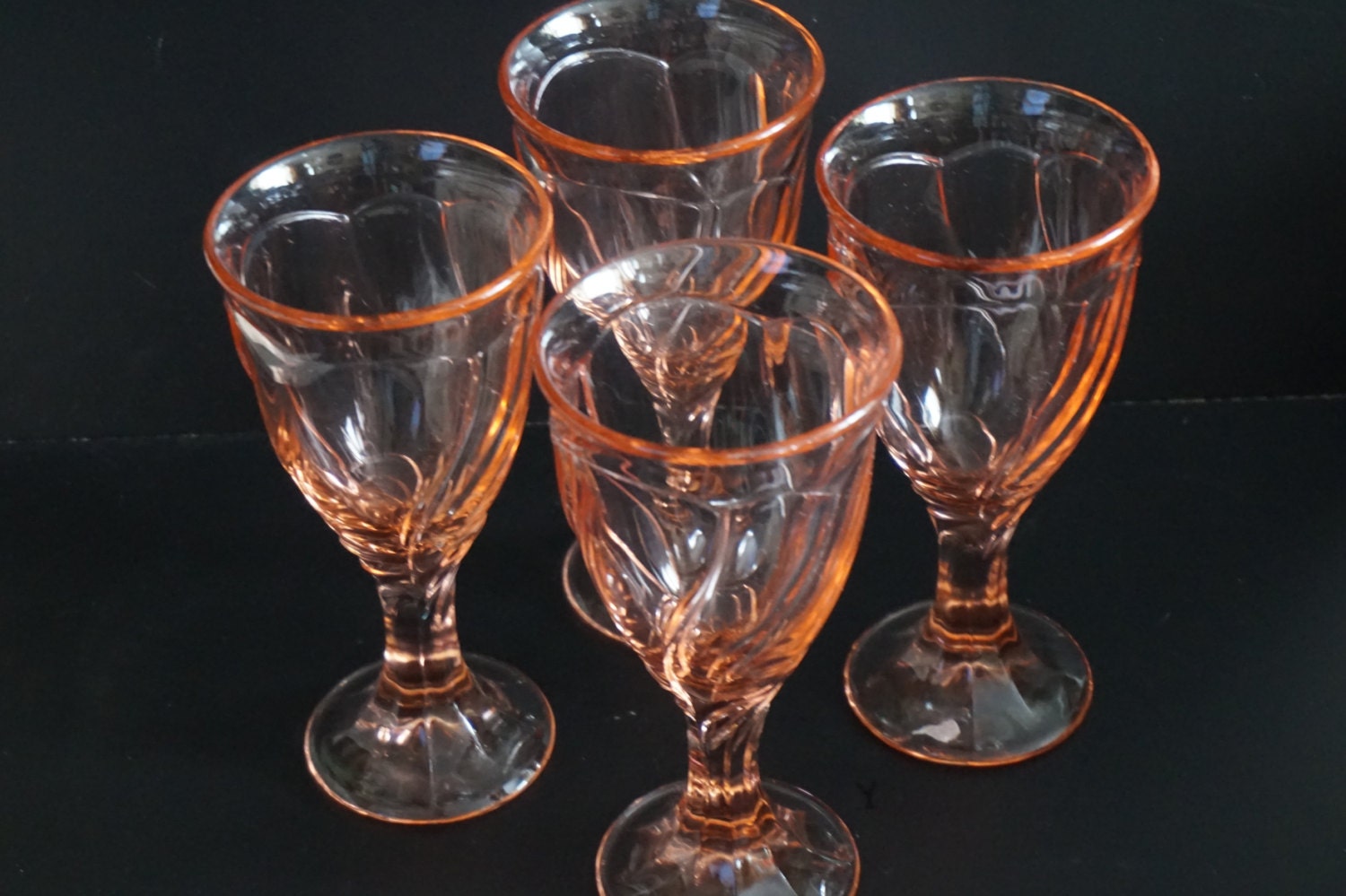 Vintage Noritake Sweet Swirl Set of Four Wine Glasses