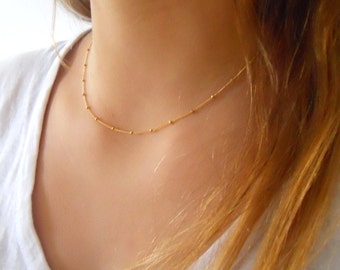 Gold Filled Satellite Necklace; Dainty Gold Necklace; Layering Necklace; Delicate Layer Gold Necklace; Everyday Necklace