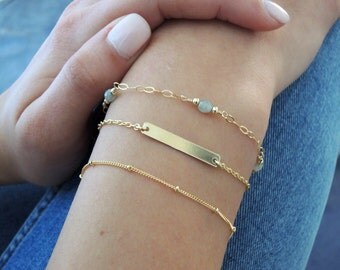 Delicate Gold Bracelet Set, Gold Filled or Sterling Silver, Everyday Dainty Bracelet Bundle, Set Of 3 Bracelets, Stacking Bracelet Set