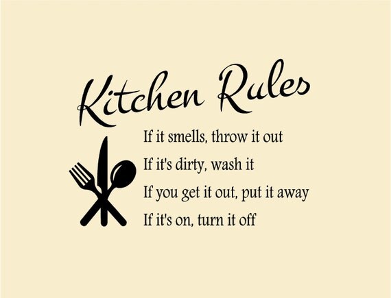 DIY Kitchen Rules Quote Wall Decals - Vinyl Stickers - 16" Tall x 23" Wide - Personalized Sign - Glasses - Kitchen Decor