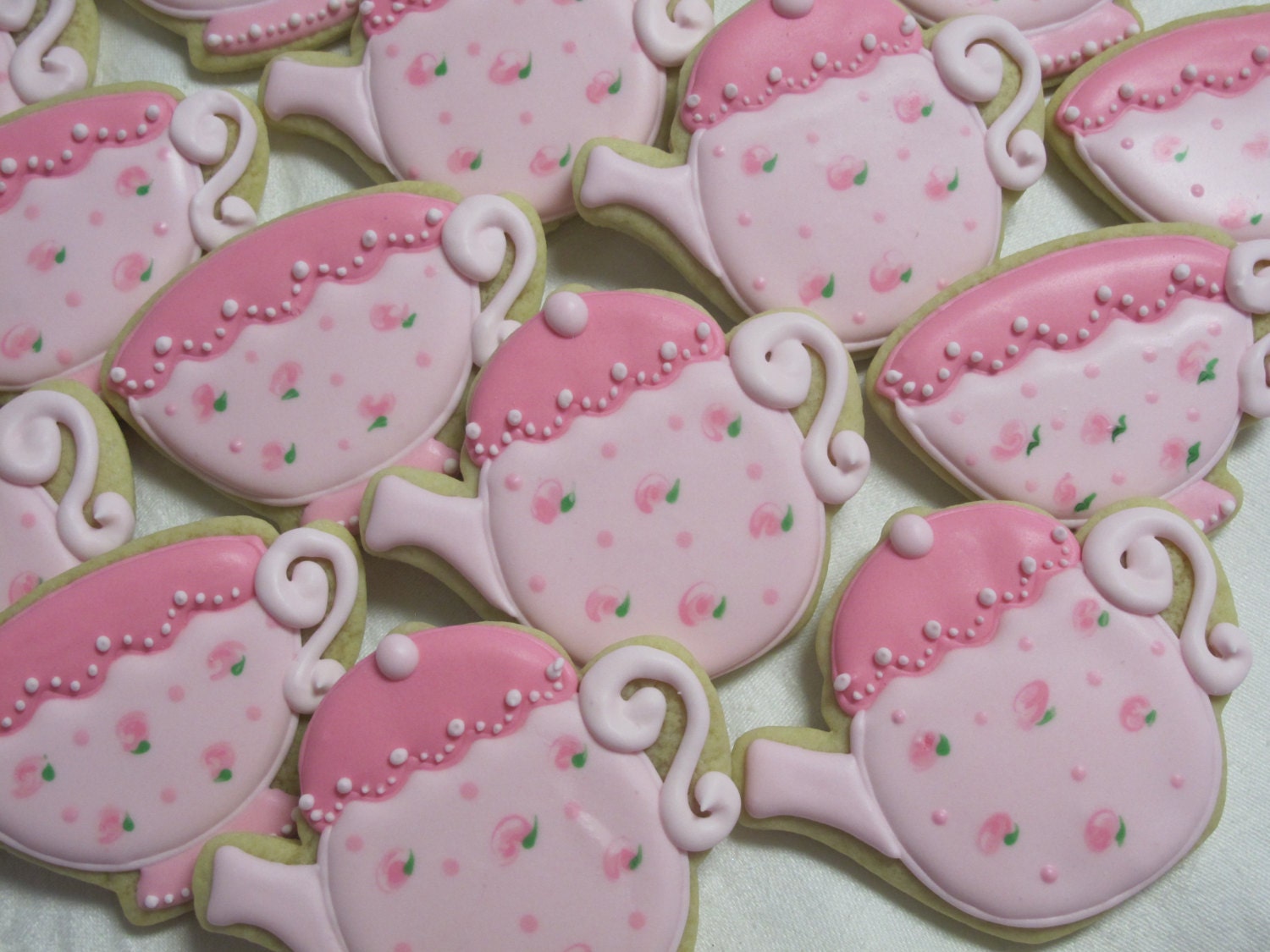 Tea Pot and Tea Cup Cookies Victorian Cottage Chic Cookies