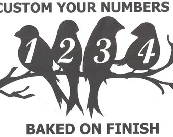 House Numbers Birds on a Limb Address Metal Sign, Metal Art, Handmade, Any Numbers