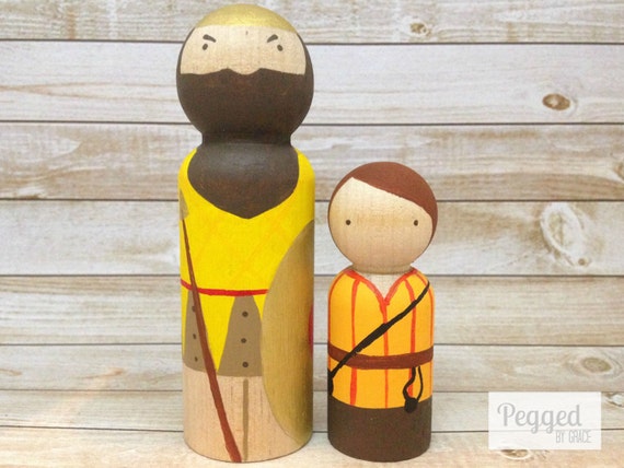 David and Goliath Peg Dolls the Bible collection