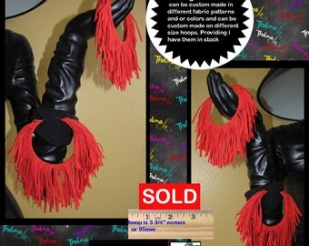 Red Fringe Earrings,Ultra suede,ultra suede earrings,fabric fringe,red earrings,Handmade Earrings,Long Fringe,Unique Earrings,Lite Weight