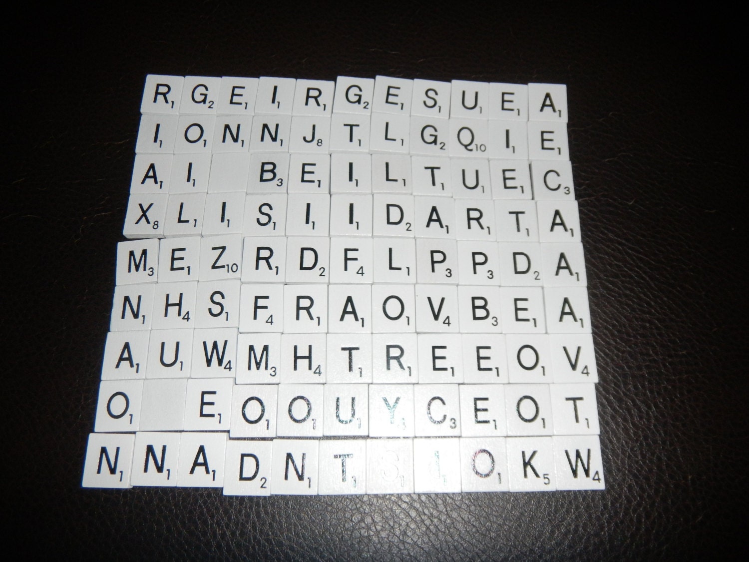 white with black letters scrabble tiles set of 100