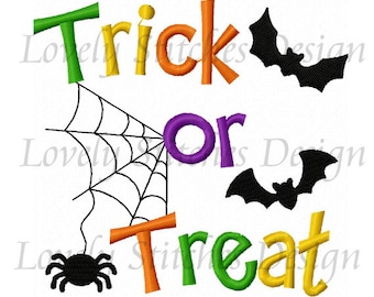 Halloween Trick or Treat Applique Machine Embroidery Design NO:0451