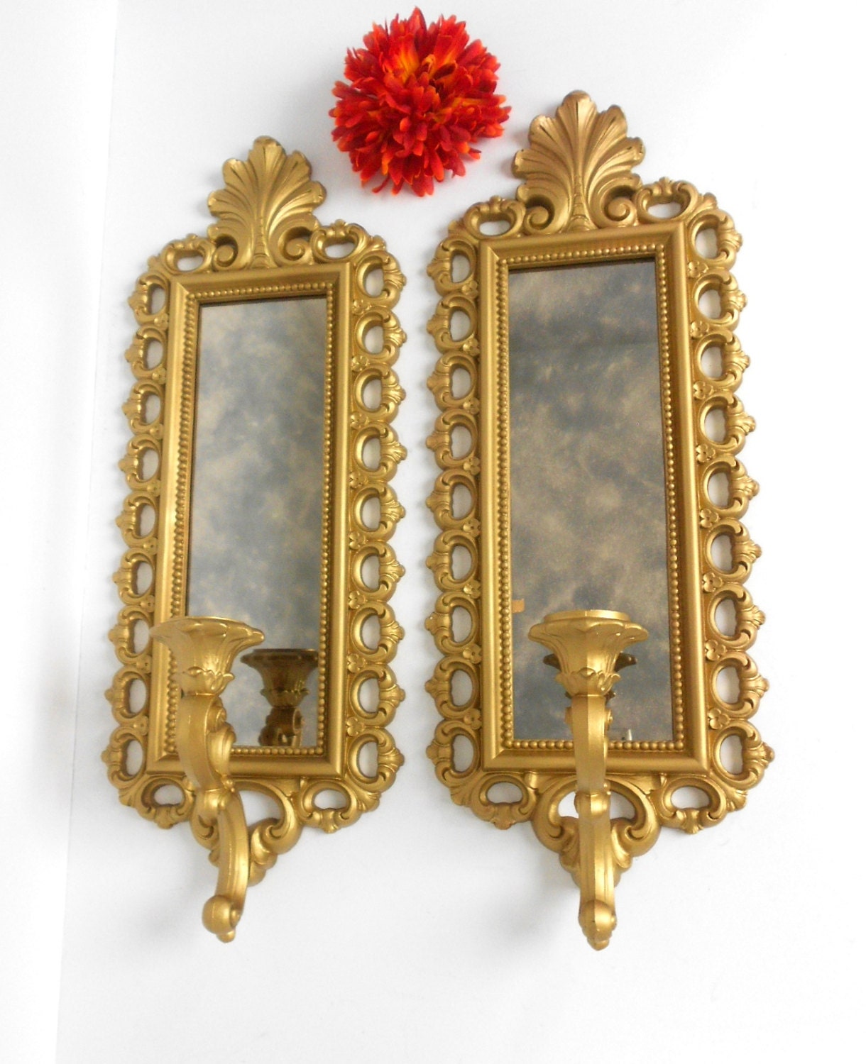 Pair of Vintage Sconces Mirrored Wall