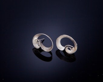 Sterling silver stud earrings, elegant silver earrings, round stud earrings, 925 silver earrings, contemporary jewelry, silver studs, ,