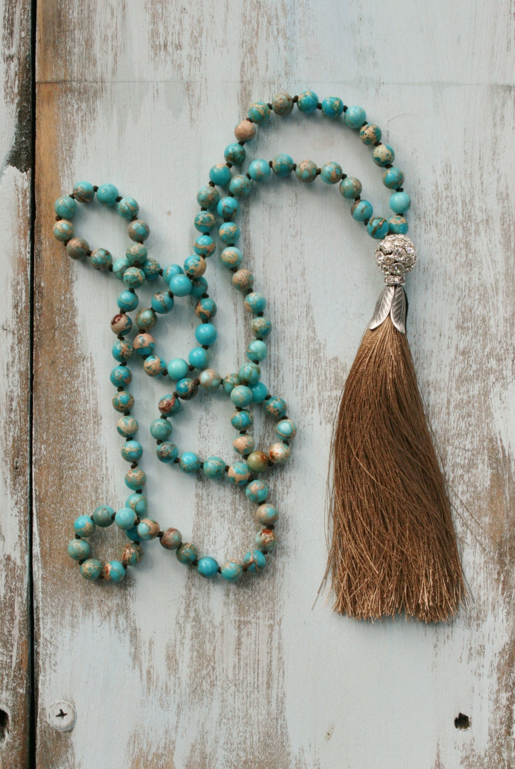 Beaded Tassel Necklace Turquoise Necklace Long Boho 4841