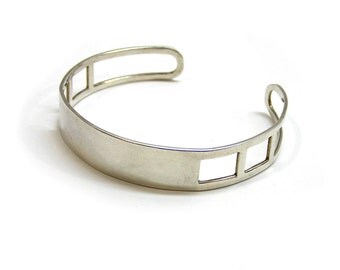 Vintage 1990 Sterling Silver Bangle Bracelet Modern Design