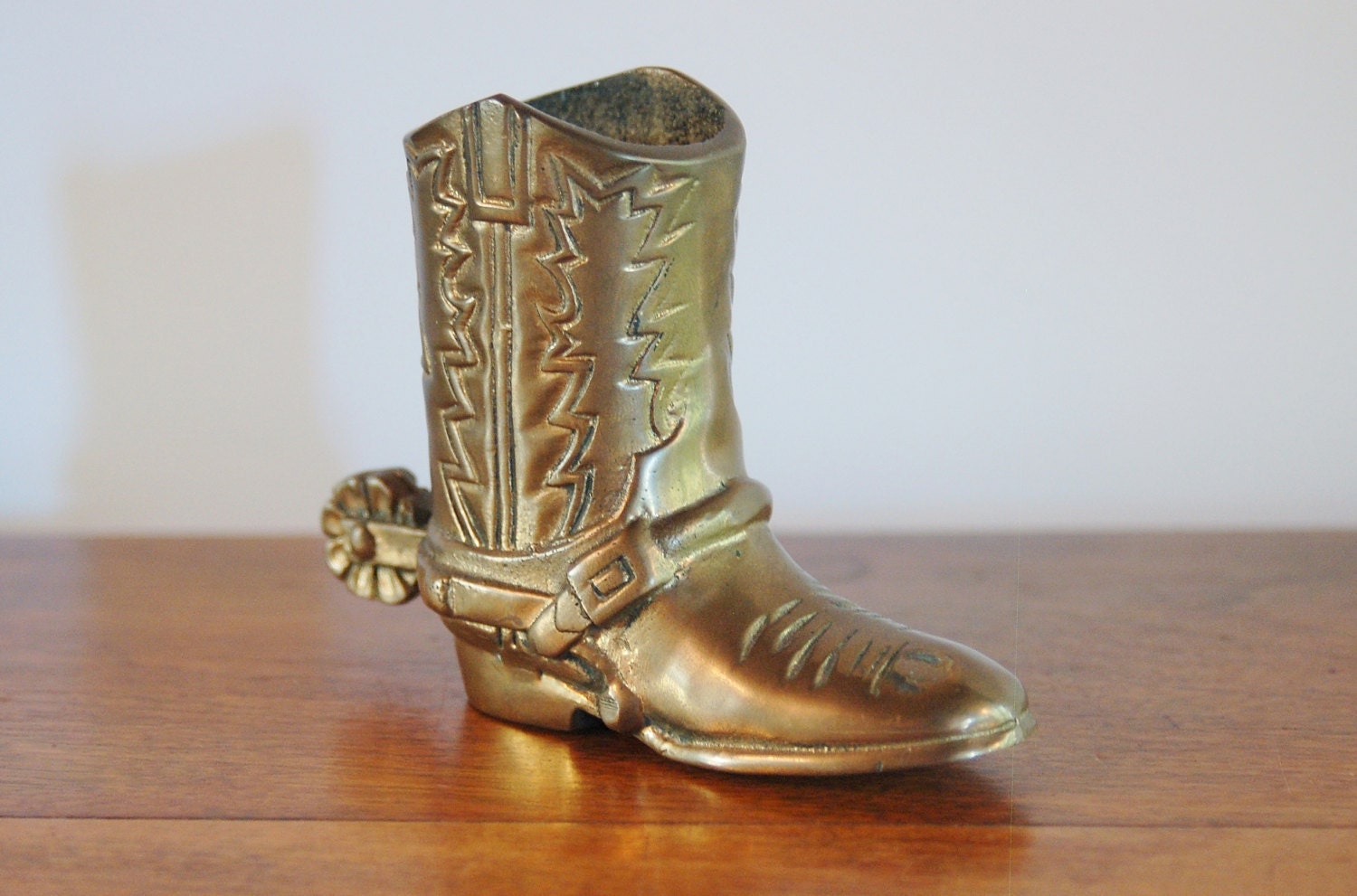 Brass Cowboy Boot with Spur Small Brass Plated Country