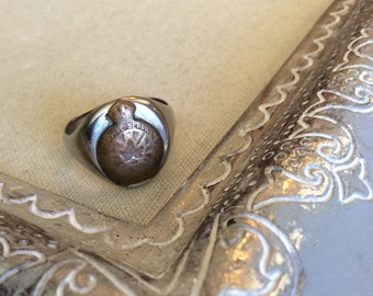 Vintage Men's Ring WWII British Empire League Canadian Sterling Silver Signet Ring-Men's Signet Ring Sterling silver rings