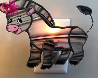 Stained Glass Zebra Night Light or Sun Catcher