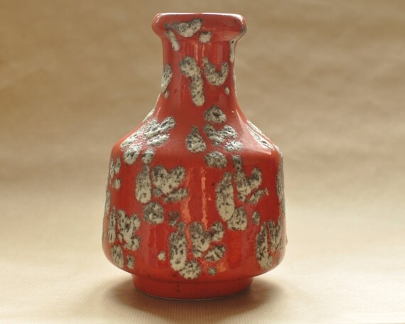 ES keramik  fat lava  vase West German pottery red glaze