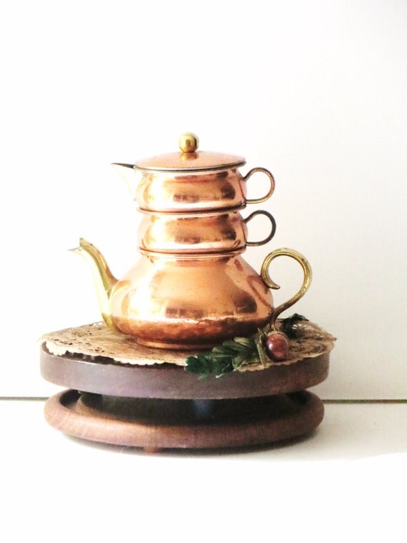 copper teapot set stackable single serve teapot creamer and