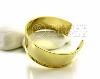 Brass Cuff Bracelet, Adjustable 22K Gold Plated Blank Cuff Bracelet, Turkish Bracelet Jewelry