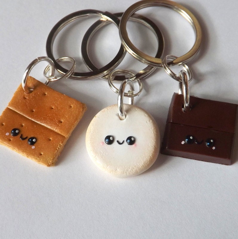 Smores Best Friends Keychains Three Best by PitterPatterPolymer