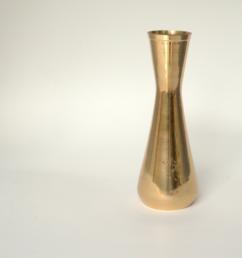 Small Vintage Brass Vase Boho Brass Vase Boho Decor Vintage
