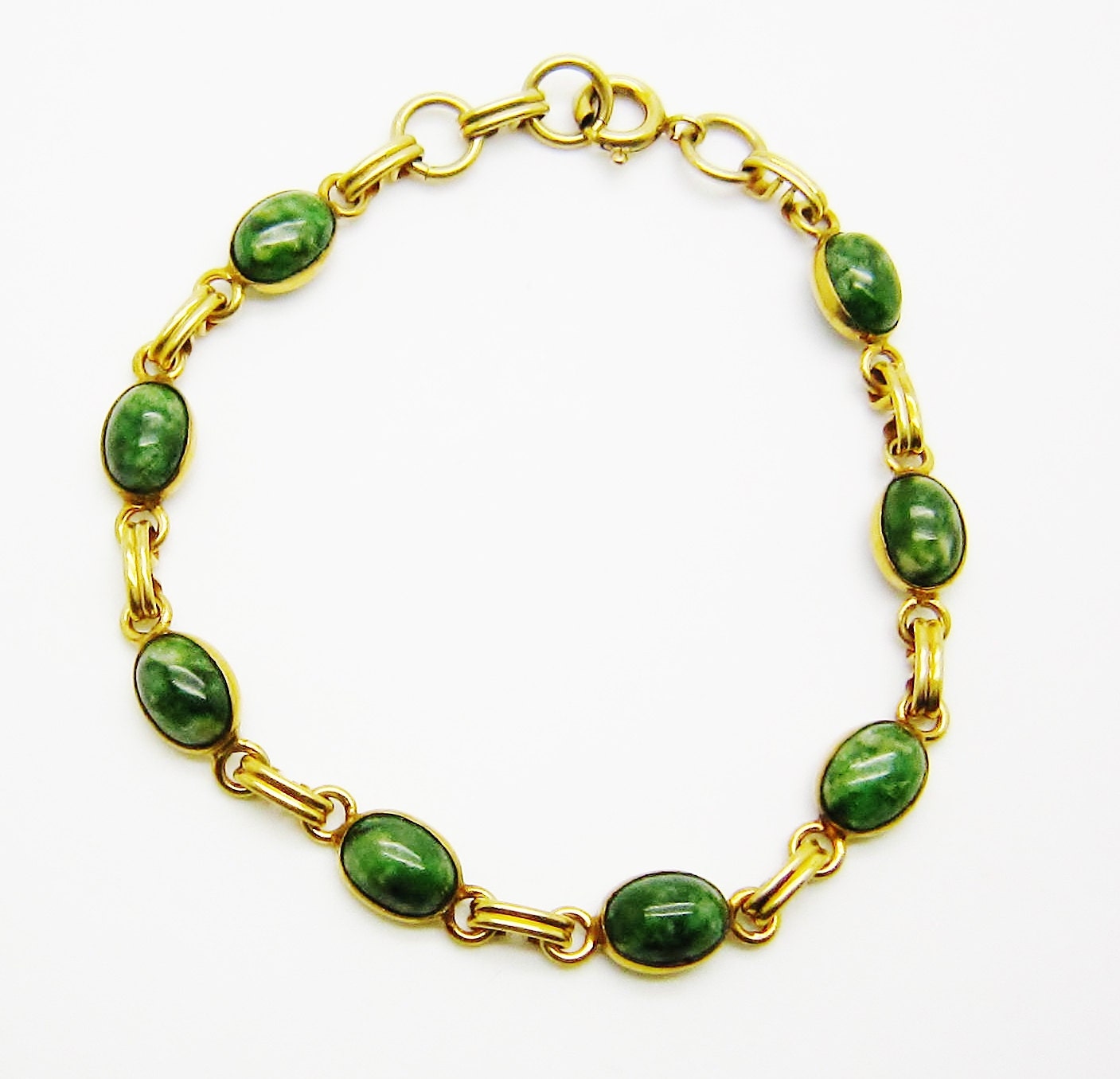 Vintage 12k Gold Filled Jade Link Bracelet Vintage Jade