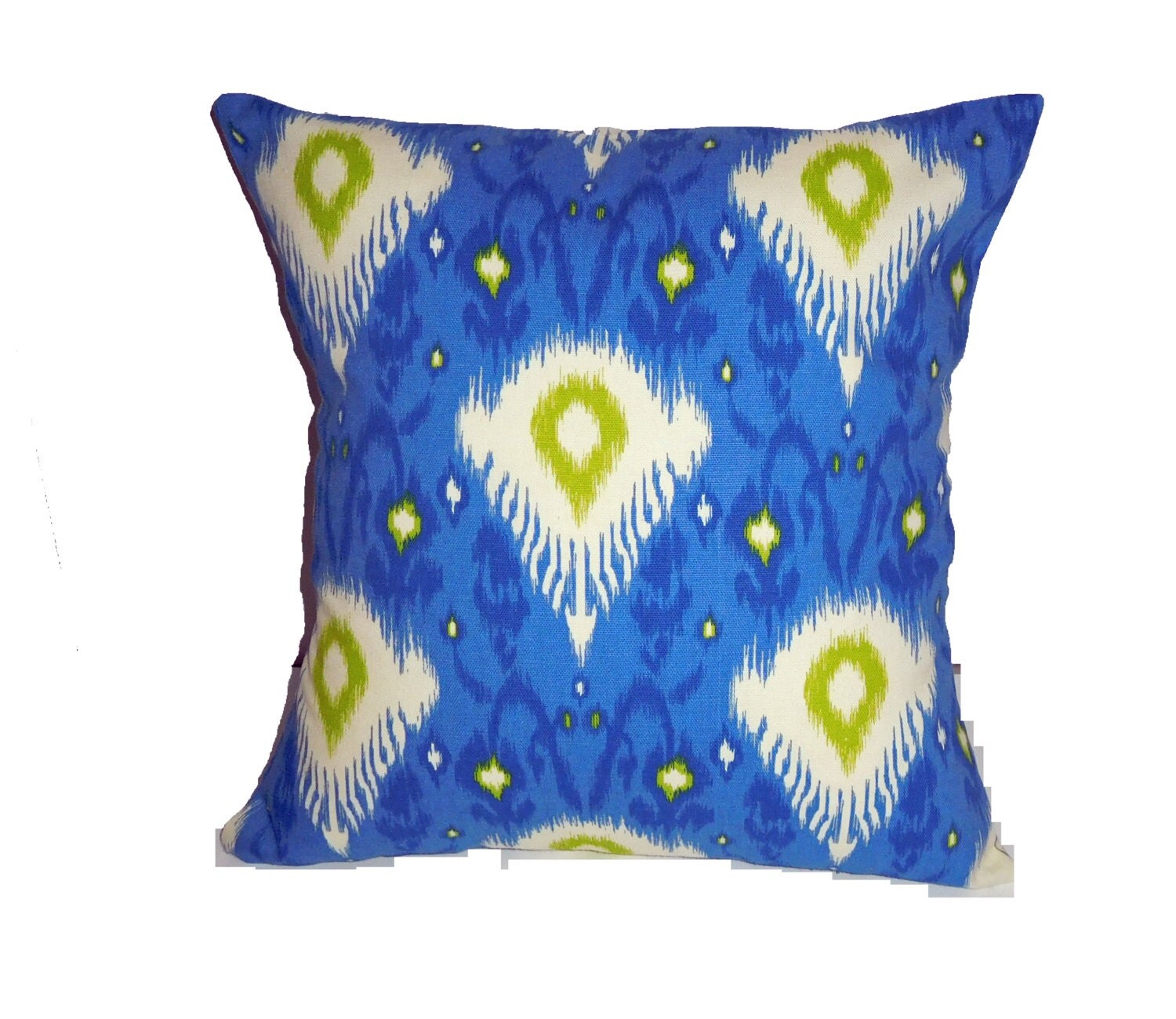 Decorative pillow covers Blue white lime green by