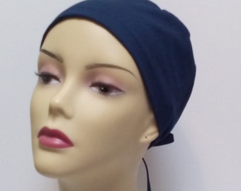 Scrub hats for women. Cancer hats. Solid Navy skullcap. Head wrap for cancer. Hats for cancer Mens surgical cap. Surgical cap men scrub cap