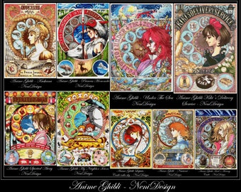 Anime Ghibli - large package, 18 aida count, cross stitch pattern, cross stitch anime, cross stitch , - PDF pattern, instant download!