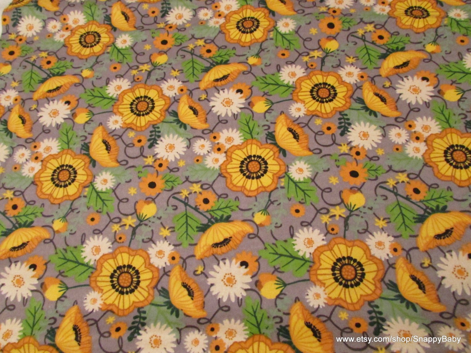 Flannel Fabric Sunflower Patch By the yard 100 Cotton