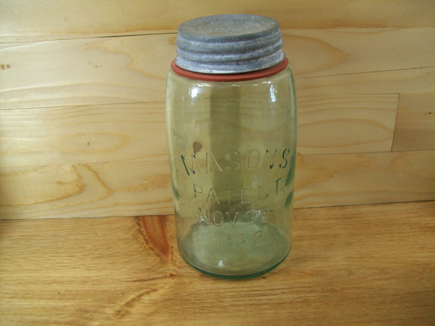 Antique 1800’s Mason Jar Patented Nov. 30 1858 With Zinc Lid Pale Green ...