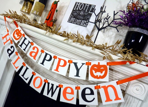 Halloween Banner Halloween Decoration Garland Sign Fall Party