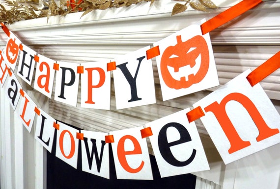 Halloween Banner Halloween Decoration Garland Sign Fall Party