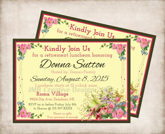 Women's Retirement Luncheon Invitation / Well Wishes