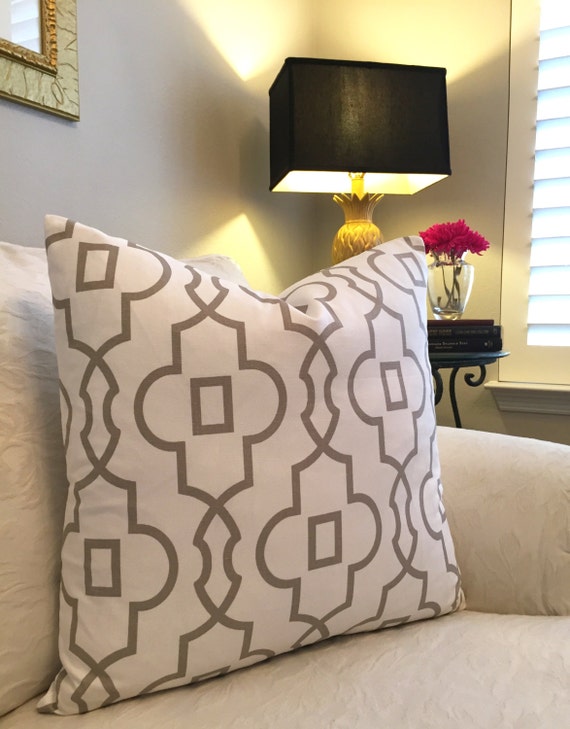 Taupe Pillow Cover Geometric Pillows Lumbar by LivyPaigeDesigns