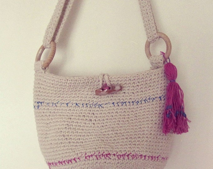 Boho Crossbody Bag - Hobo Shoulder Bag - Bohemian Hippie - Cotton Bag - Vegan Hipster - Gypsy Tassel Bag - Boho Gift for Her