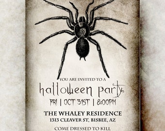 Halloween Invitation - Halloween invitation printable, Spider Halloween invitation, adult Halloween invitation