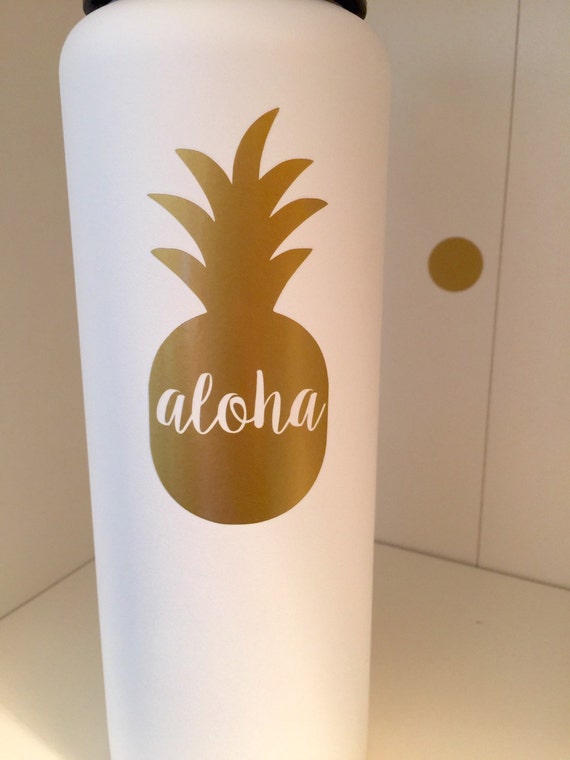 Gold Pineapple Vinyl Decal Hydro Flask Decal by HappyTuesdaySigns