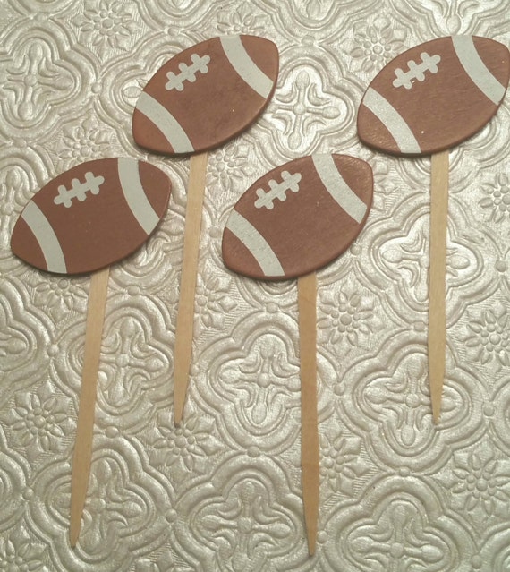 12 football cupcake toppers centerpieces decorations cake baby