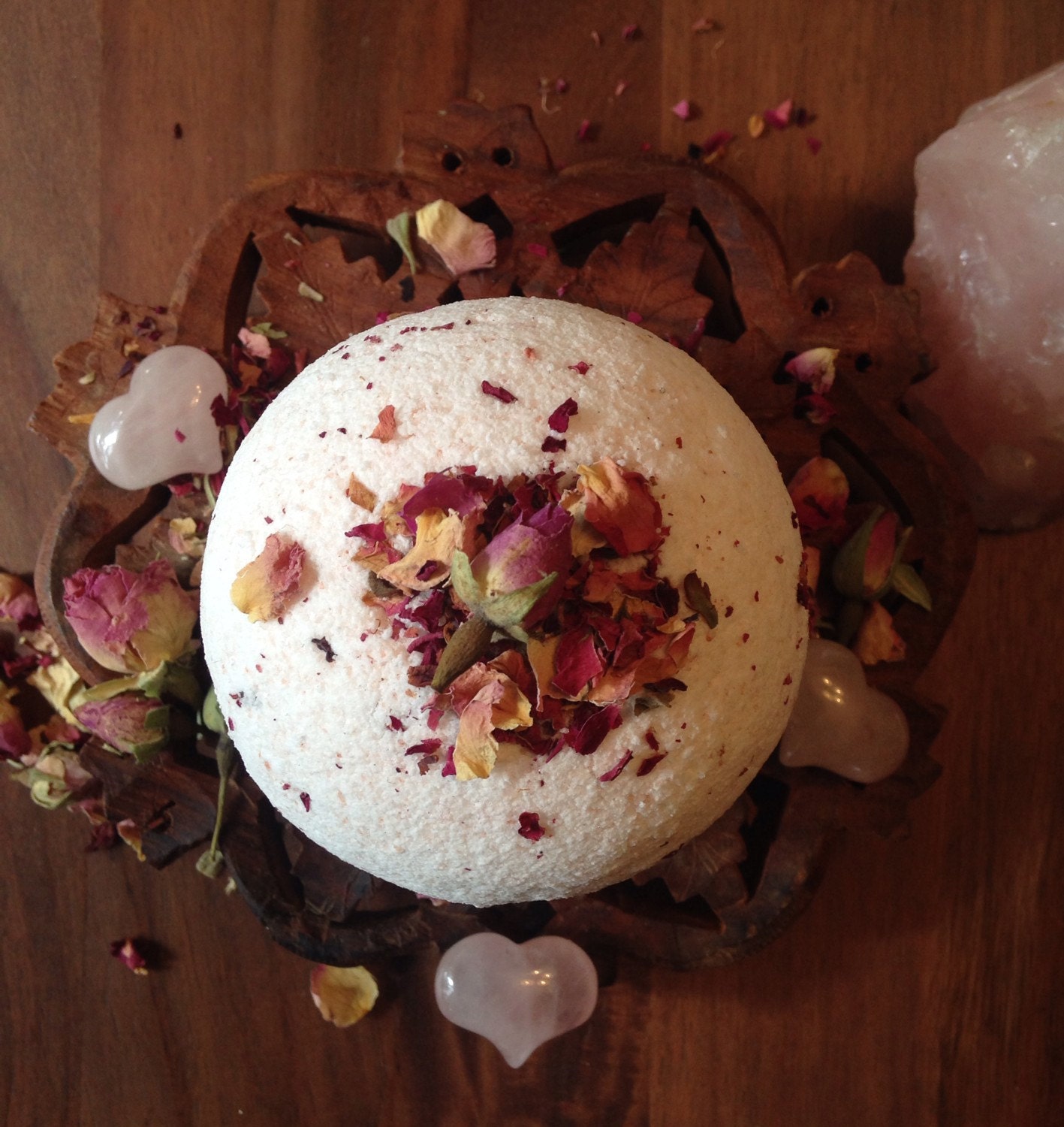 Rose Quartz Crystal Bath Bomb rose quartz inside by MettaState